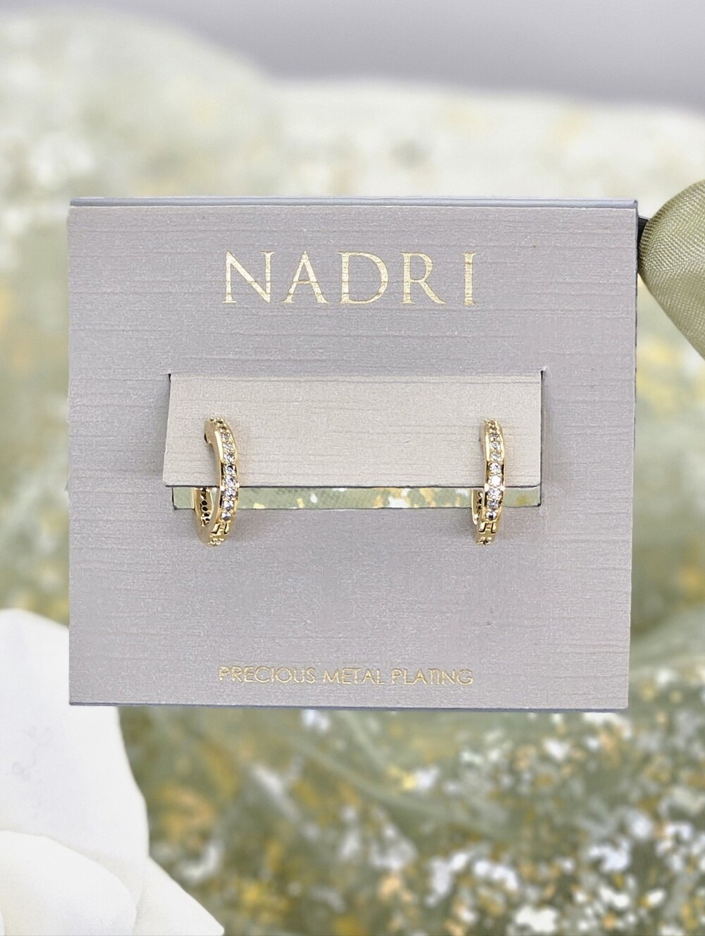 Nadri CZ Huggie Hoops Gold Plated Hoop Earrings Gift Classic Modern Minimalist